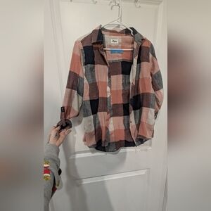 Pulse Plaid Button Down Shirt - Pink, Black, White